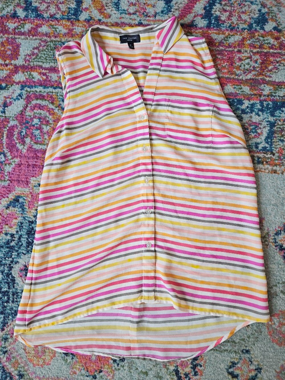 The Limited sleeveless blouse rainbow stripe